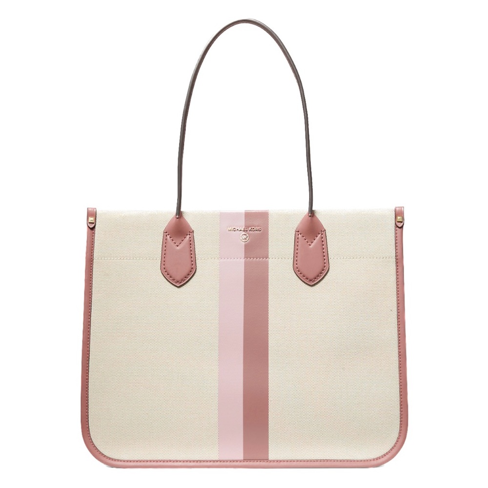 Michael Kors Barbie Pink Large Striped Tote Bag Purse BRAND NEW